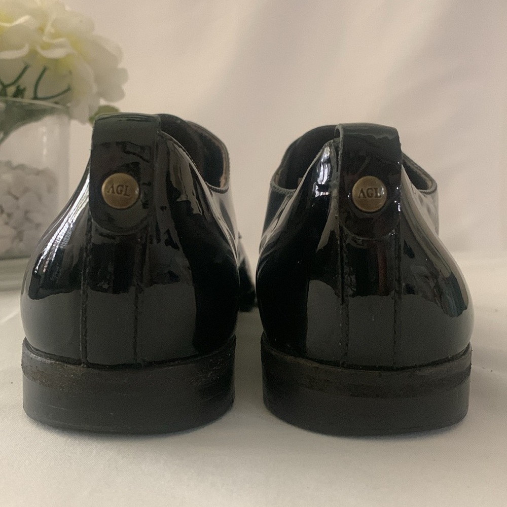 AGL Shiny Patent Leather Lace Up Oxfords Loafers - Picture 8 of 13